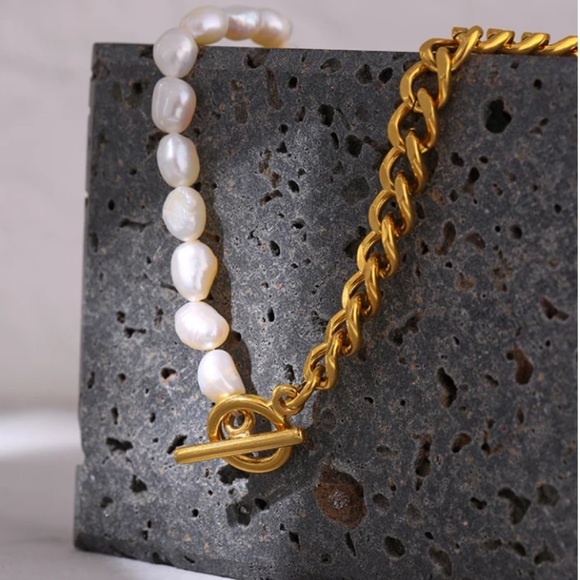 💛Gold plated pearl chain necklace - Picture 7 of 7